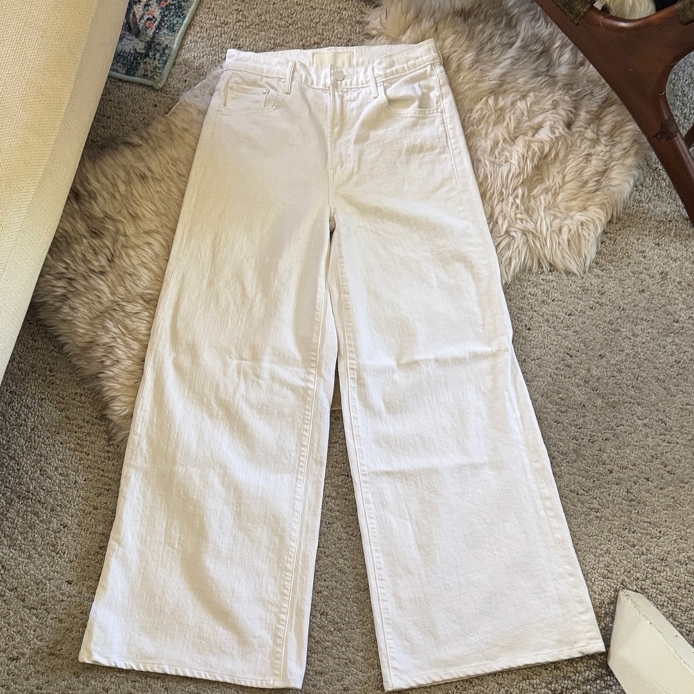 MOTHER Women's Cream Wide Leg Jeans